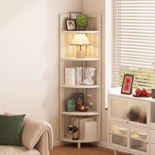 Cream Style Corner Storage Rack Living Room Sofa Corner Cabinet Wall-Mounted 90-Degree Triangle Cabinet Non-Solid Wood Multi-Layer Storage Rack