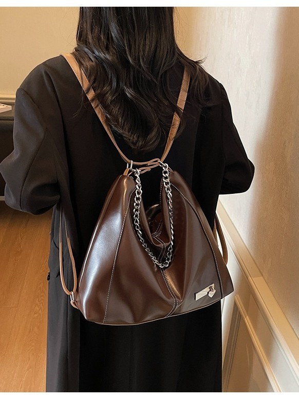 跨境单肩通勤托特包女大容量休闲百搭2025新款多功能时尚双肩背包|undefined