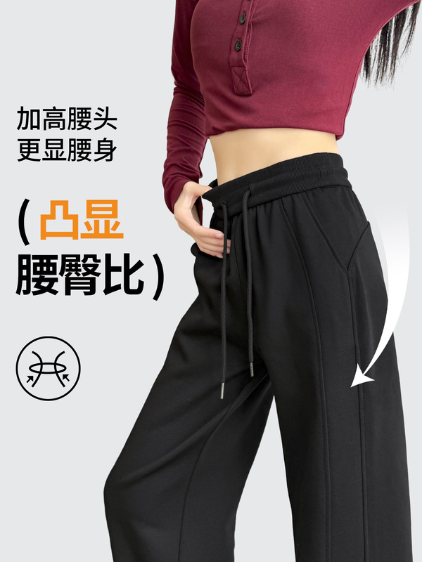 运动裤女春秋2025新款高腰窄版直筒小个子休闲卫裤宽松香蕉阔腿裤|undefined