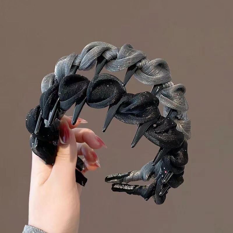 女性用気質メッシュヘッドバンド 2025 新しいスタイルの高頭蓋骨シンプルで多用途なヘッドバンドエレガントな気質歯付きヘッドバンドヘアアクセサリー|undefined