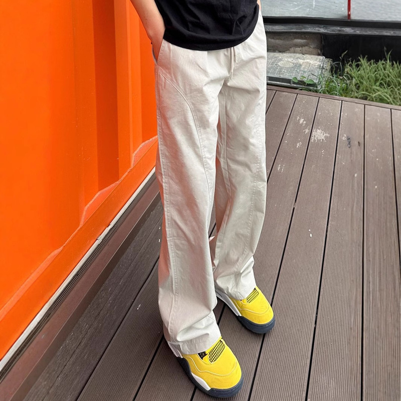 American-style Basic Slant-cut All-match Casual Pants New Slim-fit Tall Fashionable Loose Straight Tooling Micro-blare Trousers for Men