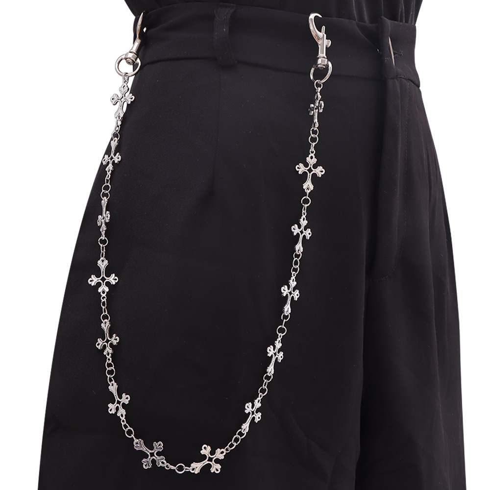 Metal Jeans Belt Men Hip Hop Niche High-end Men's Cross Waist Chain Accessory_voghion.com