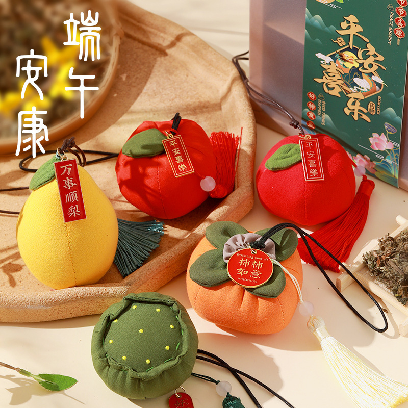 端午の節句の香包香嚢柿柿如意艾草ストラッププレゼント蓮蓬手作り完成品プレゼント|undefined