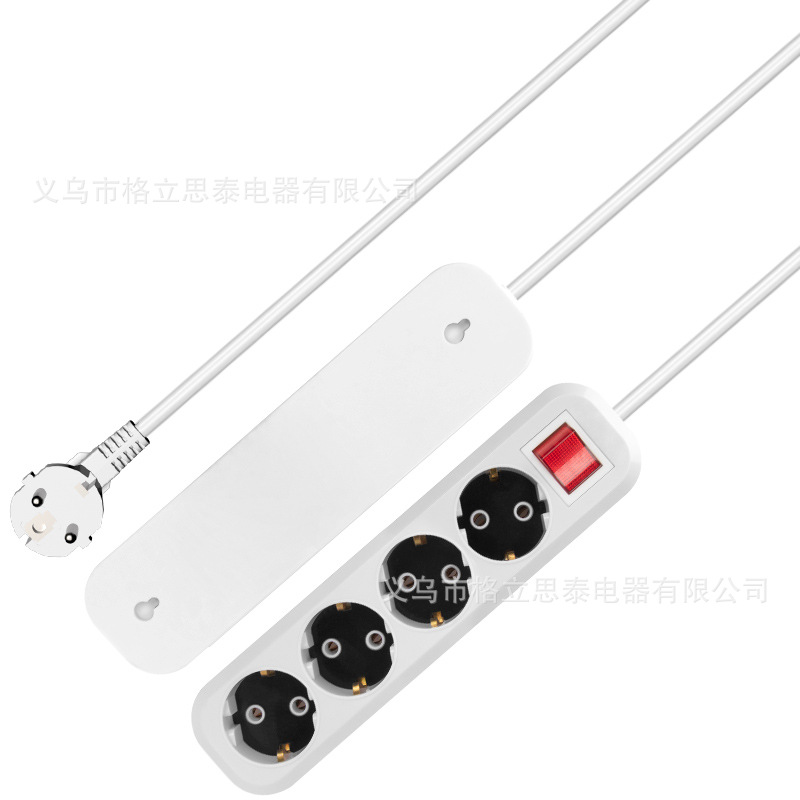 厂家批发多功能欧式插线板插板插排4位带线电源欧标欧规插座