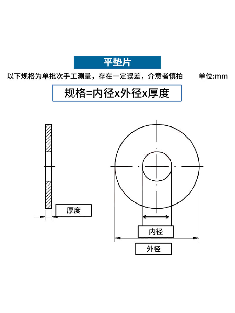 ✅铁镀锌平垫圈金属垫圈钢垫片加大加厚螺丝垫片M2M3M4M5M6M8M10M