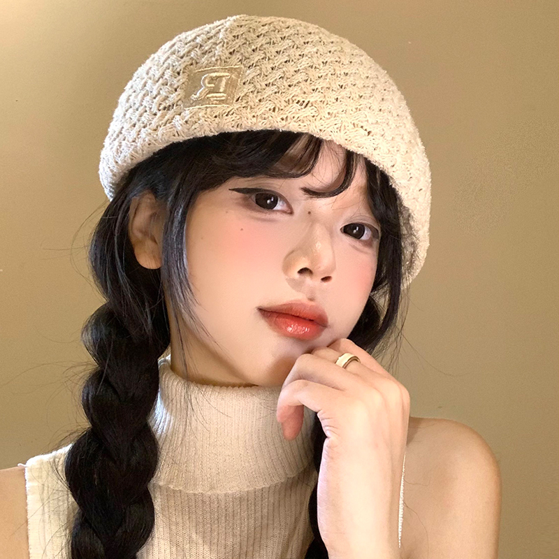 韩版简约百搭针织前进帽女秋冬款透气显脸小贝雷帽大头围帽子潮流|undefined