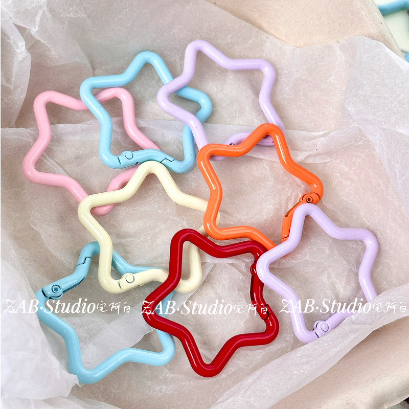 彩色星星烤漆金属弹簧扣包挂钥匙扣头串珠手工diy材料饰品配件|undefined