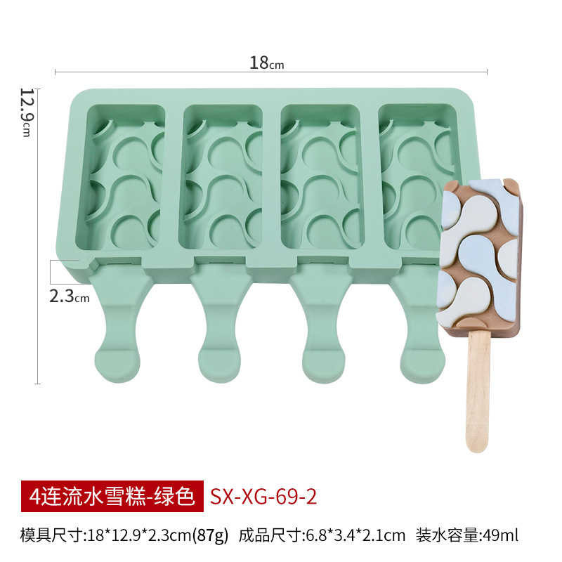 Sanxin 4-piece helado molde de silicona DIY paleta Popsicle fabricante de helados herramienta abrasiva de silicona Amazon