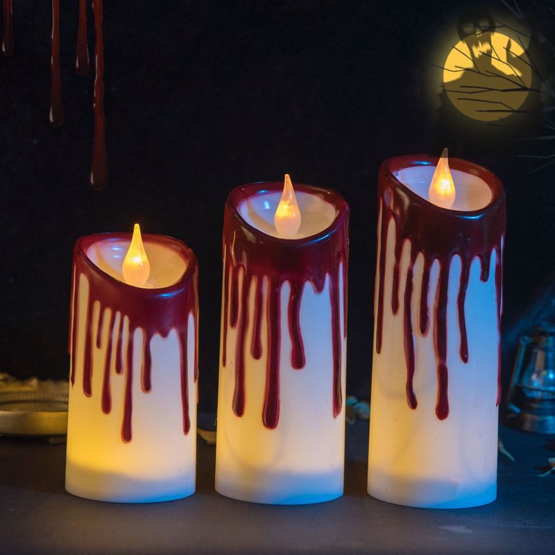 国境を越えた新しいハロウィーン LED 電子キャンドルシミュレーション涙痕ナイトライト雰囲気装飾アレンジメント小さな装飾品|undefined