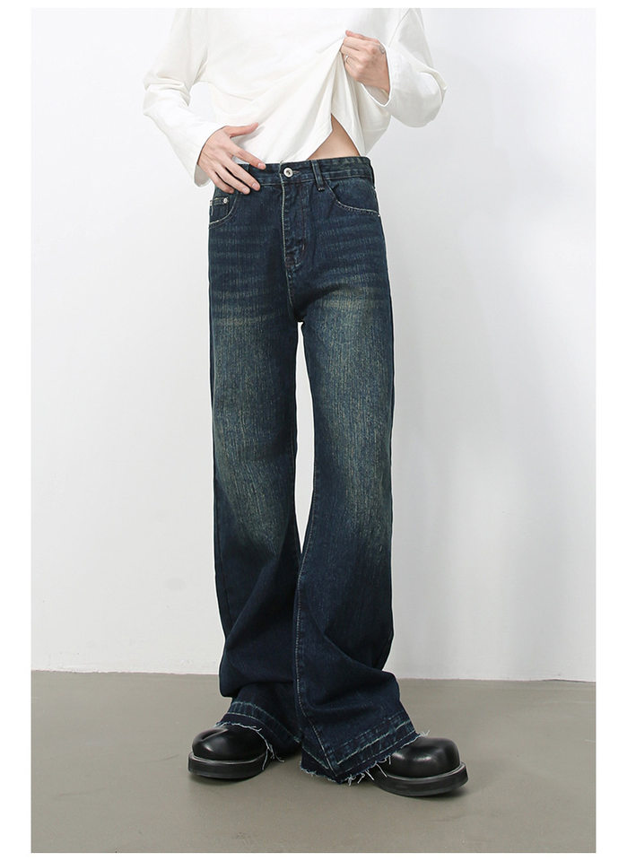 Quần jean nam ống loe nhẹ kiểu Mỹ, quần dài denim thoải mái — màu xanh chi tiết 10