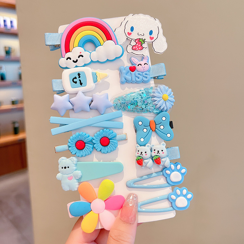 Nuevo clips de dibujos animados para niños coreanos lindos color de caramelo hecho a mano no daña el cabello frange clip para el cabello bebé clip para el cabello toque