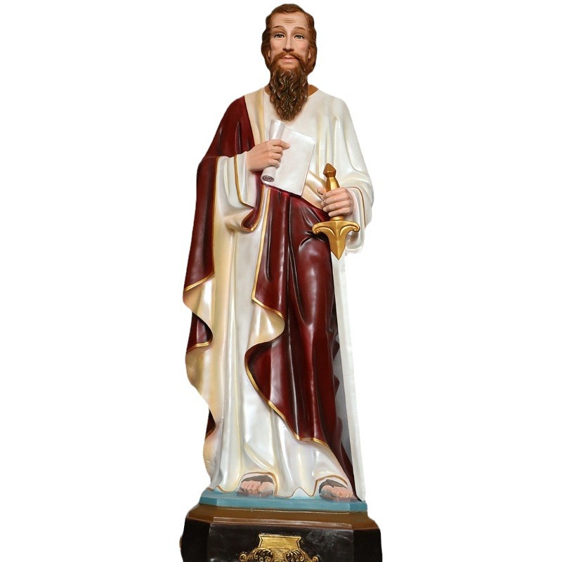 160cm St. Paul Ornamiento Mirando Estatuas de vidrio FRP Decoración de la iglesia