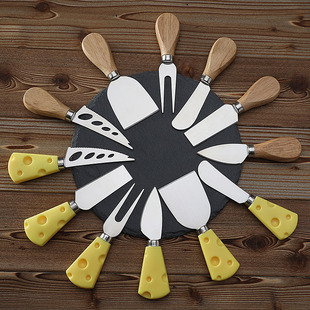 Rubber Wood Stainless Steel Cheese Knife Set Baking Tools Steak Knife Butter Butter Spatula Cheese Pizza Knife