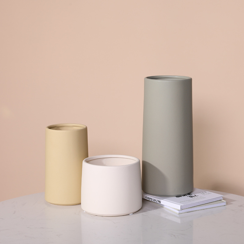 北歐大口徑陶瓷花瓶現代家居餐廳桌面客廳臥室裝飾品藝術插花花器