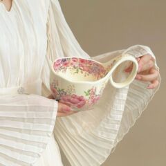 复古美式曲把杯带勺繁花似锦陶瓷马克杯沙拉杯咖啡杯碟早餐燕麦碗