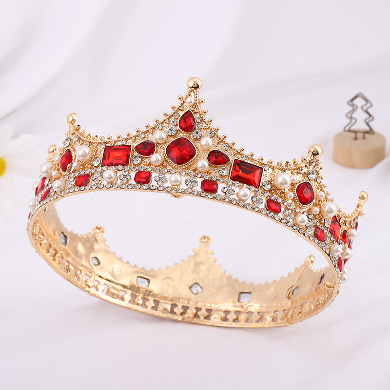 Alloy Material Crown Pattern Women's Gender Women's Hip-Hop Retro Crown Alloy Inlay Pearl Crown