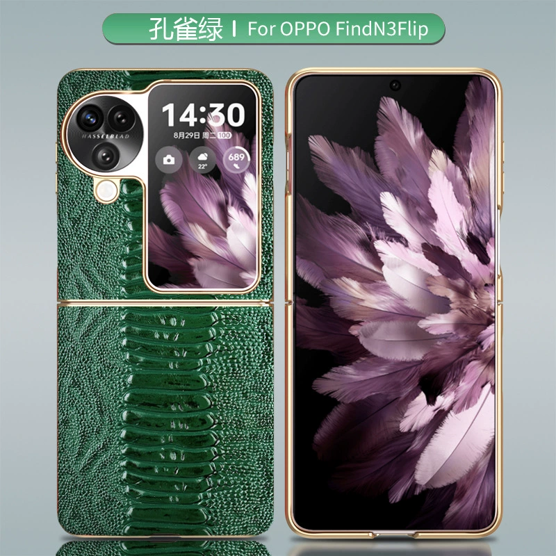 Чехол для OPPO Find N3 Flip, электропокрытие, натуральная кожа, деловой чехол для телефона, для Find N2 Flip, простой противоударный чехол