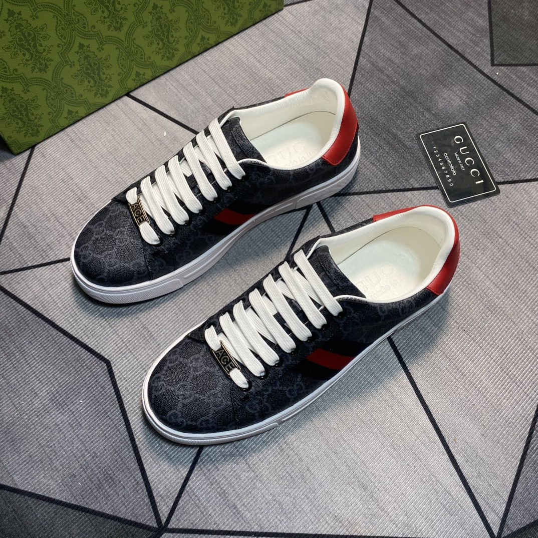 Gucci Ace Low GG Supreme Black Grey 625783 2KQW0 1100