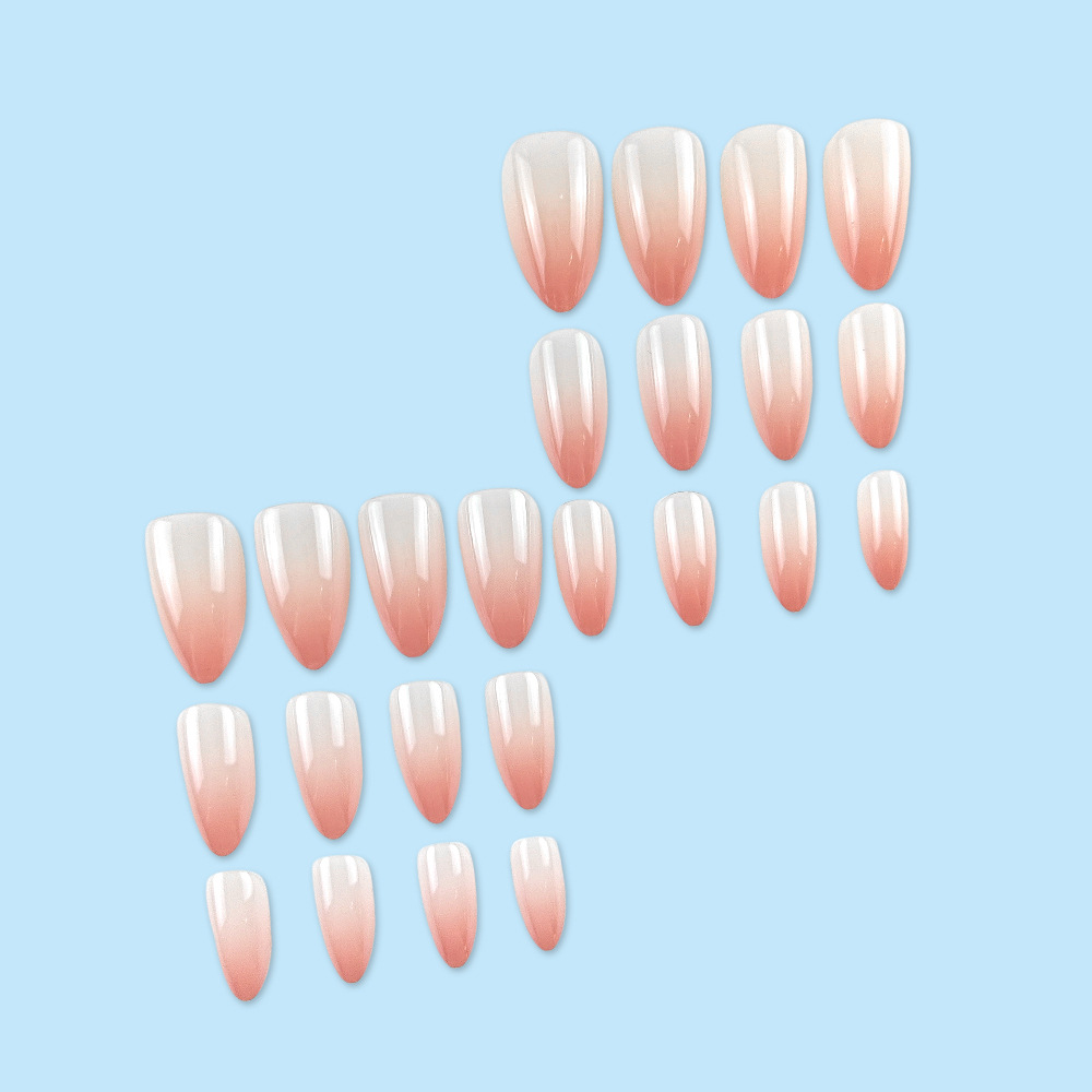 24 piezas de uñas de color nude de venta caliente, uñas degradadas en polvo claro dulce, uñas, uñas simples y suaves europeas y americanas