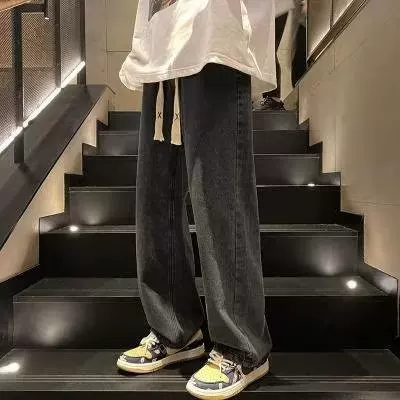 Летние модные трендовые универсальные свободные прямые джинсы, casual trousers, свободный крой, американский стиль