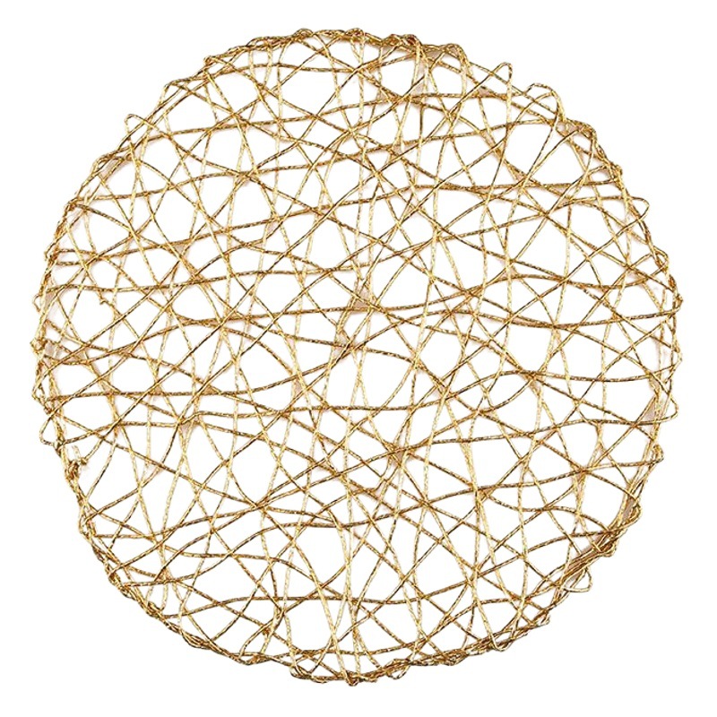 Nuevo PVC oro de paja de papel redondo estera de la placa hueco decorativo arte Mesa estera montaña suministro directo de fábrica al por mayor