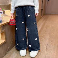 女童牛仔裤水洗软牛仔女宝宝休闲宽松直筒阔腿百搭长裤子2025新款