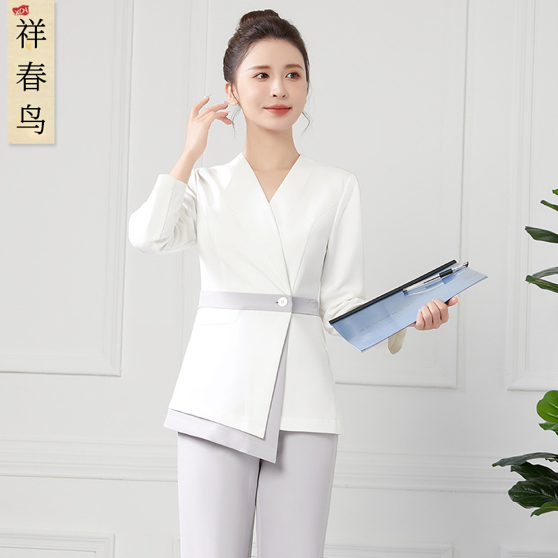 High-End Medical Beauty Front Desk Long-Sleeved Nurse Work Clothes for Women Spring and Autum Beauty Salon Dental Oral Pharmacy Split Suit