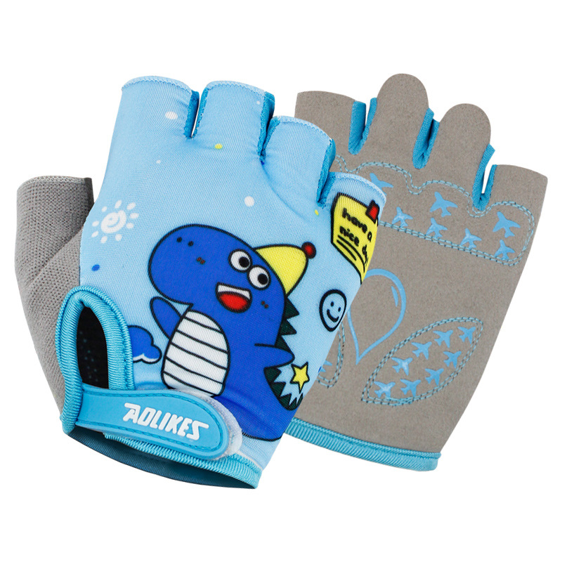 Guantes de escalada en roca para niños equilibrio coche patinaje sobre ruedas medio dedo niños y niñas transpirable absorción de impactos guantes antideslizantes