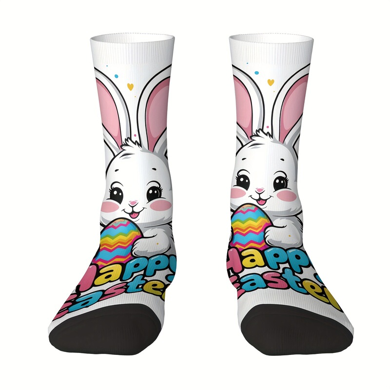 New Cartoon Animal Black Cool Cat and Cute Bunny Print Cross-Border Popular Graffiti Mid-Calf Socks New Cartoon Animal Black Cool Cat and Cute Bunny Print Cross-Border Popular Graffiti Mid-Calf Socks