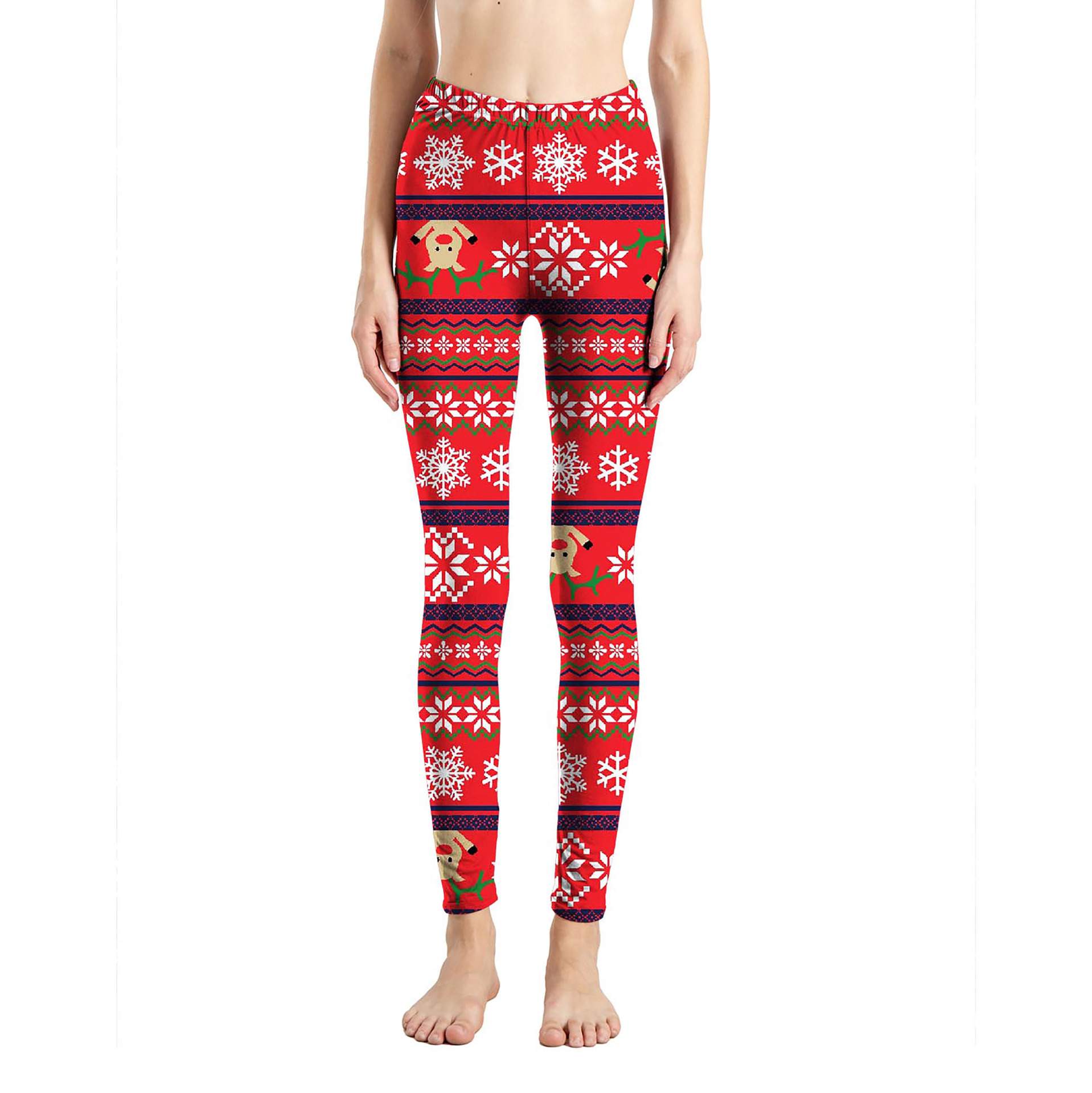 182g Weight Ankle-Length Pants Length Spandex, Polyester Fabric Type High Waist Waist Line Leggings Pants Type Stretchy Elasticity Daily Occasion Breathable Function Skinny Fit Type Christmas Festival Snowflake Pattern Winter, Autumn Season Women'S Gender Simple Style Style Women'S Daily Simple Style Snowflake Ankle-Length Leggings 34