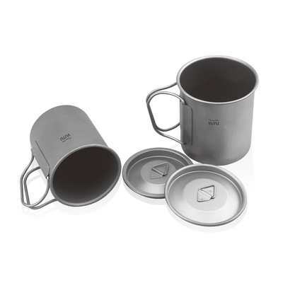 纯钛折叠柄户外水杯带盖咖啡杯牛奶杯随手杯便携家用野营马克杯