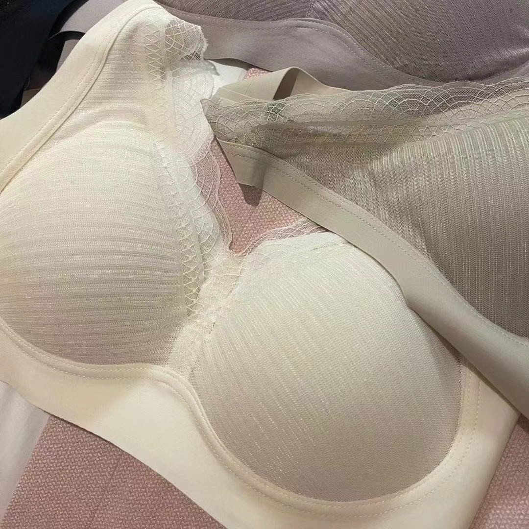 Calidad anti-gravedad de la ropa interior de látex de las mujeres sin costura amplia correa de hombro push up ajustable Sujetador de encaje chaleco deportivo