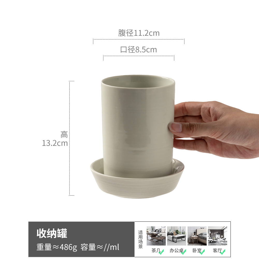 [Ayudante de almacenamiento] Cubo de palillos de escurrido de cerámica Cocina doméstica Cuchillos, tenedores, cucharas, latas de almacenamiento, mesas de hotel, cubo de palillos