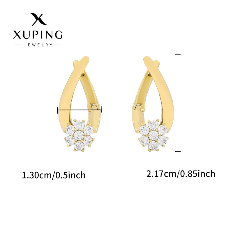 Pendientes Triangulares de Piedras Preciosas Artificiales de Diseño Versátil y Moderno de Xuping, Pendientes Sencillos y Elegantes para Mujer