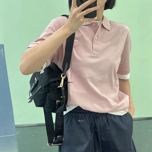 25 New Summer Style Nanyou Haute Couture Pra Simple Casual Cotton Elegant Stand Collar Fake Two-Piece Polo Collar Short Sleeves