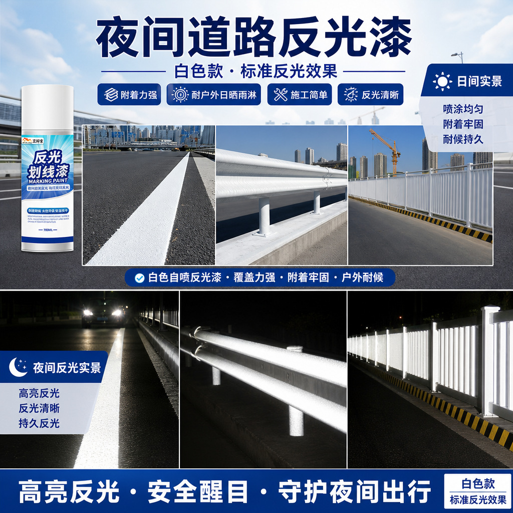 夜间自喷反光漆夜光超亮道路交通警示漆停车位马路划线漆标线油漆