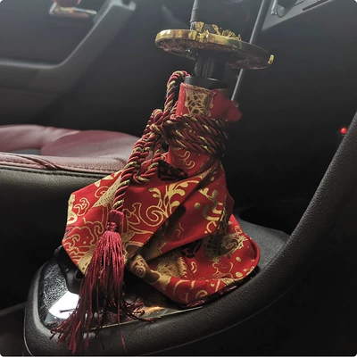 Car decoration and wind gear Sürətlər qutusu və əl tormozu başlıqları - pure-cotton-bronzing-cloth-upgrade-large-size-22mm-20mm-koi-red