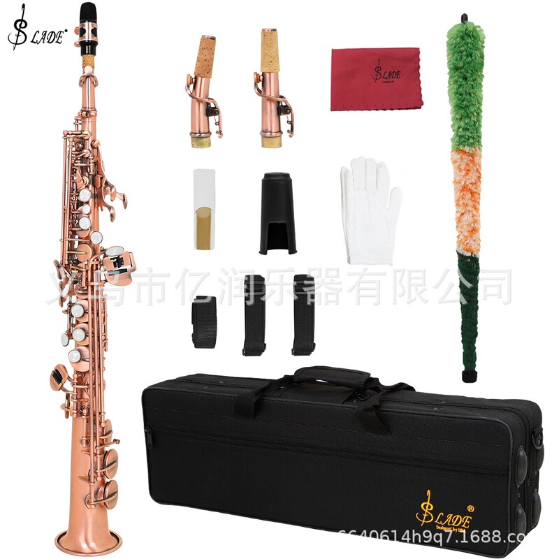 High-Pitched Straight Tube Saxophone with Accessory Set, B-Flat Key, Antique Red Copper Color, Professional Grade Brass Instrument Wholesale High-Pitched Straight Tube Saxophone with Accessory Set, B-Flat Key, Antique Red Copper Color, Professional Grade Brass Instrument Wholesale