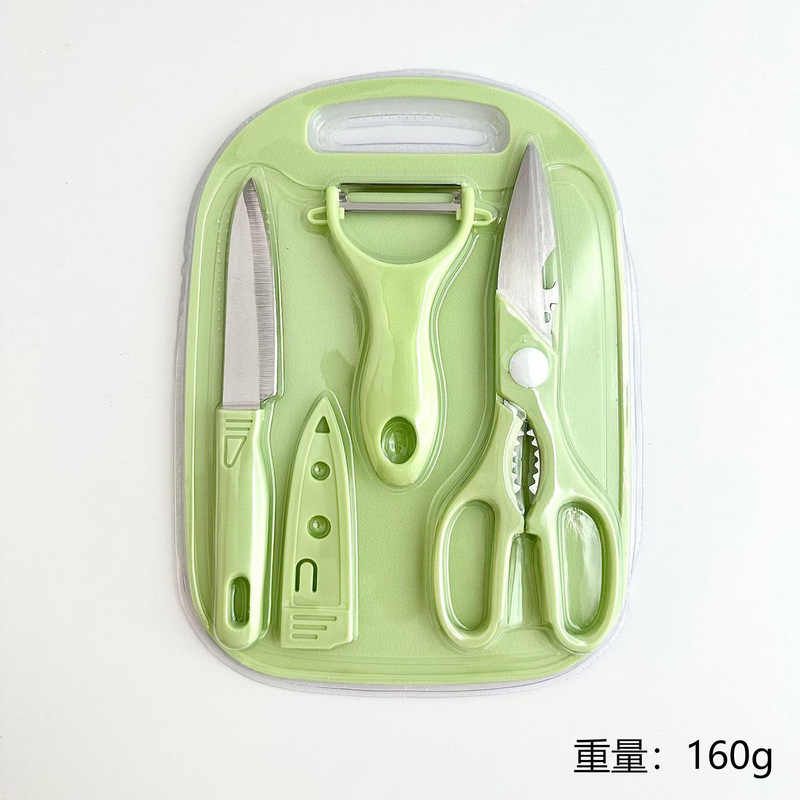 赤ちゃんの補助食品刃物キッチンステンレス刃物セット家庭用包丁まな板調理器具果物ナイフ4点セット|undefined