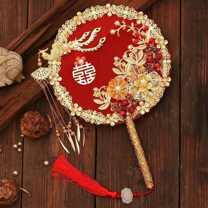 推荐结婚团扇子中式婚礼秀禾服古风出嫁手捧花手工喜扇成品|undefined