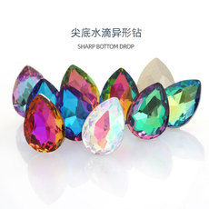 厂家批发 尖底水滴钻异形玻璃钻饰品配件diy手机贴钻材料幻彩极光