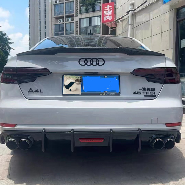 Suitable for Audi 171819 A4L/S4 Modified Rear Lip with Lights, Four Tail Pipes, Horizontal Lights, Tail Lip, Standard Sports Version