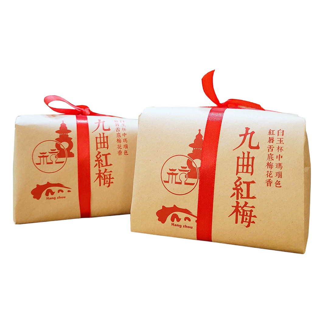 Новинка 2025 года: чай из красной сливы Jiuku, традиционная бумажная упаковка, квадратная форма, черный чай Gongfu, листья черного чая Hangzhou Longjing.