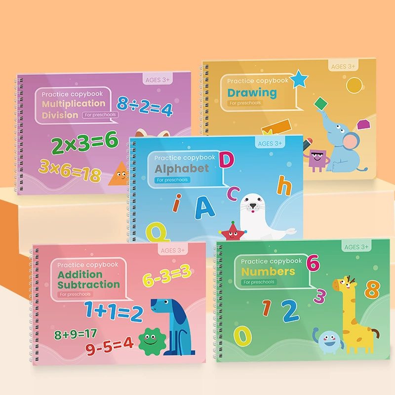 Тетрадь для тренировки письма английским алфавитом для детей, кросс-граничная электронная коммерция, с ручкой для развития мелкой моторики, в изысканной подарочной коробке.