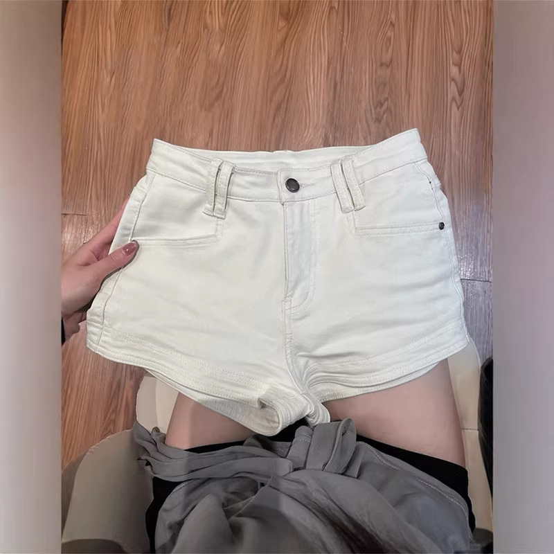 Korean Style White High-Waisted Denim Shorts for Women, Summer 2026 New Model, Slim Fit, Flattering A-Line, Hip-Hugging, Stretchy Hot Pants Korean Style White High-Waisted Denim Shorts for Women, Summer 2026 New Model, Slim Fit, Flattering A-Line, Hip-Hugging, Stretchy Hot Pants