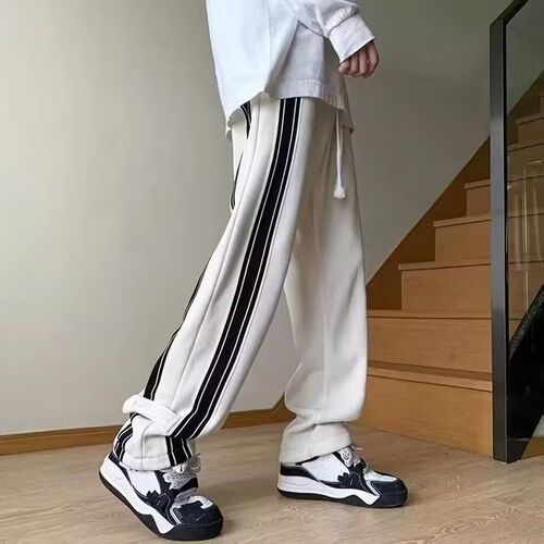 Summer Oversize Wide Leg Flowy Pants for Men, Streetwear Brand Loose Straight Leg Sport Pants, Men's Casual Long Pants