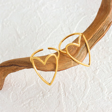 法式简约钛钢气质镀玫瑰金镂空心形可爱的爱心戒指女批发饰品工厂