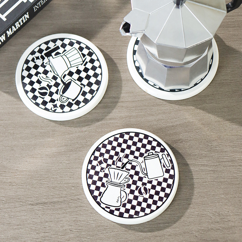 공장 직공급 모카 포트 커피 매트 in 스타일 간이 바둑판 컵 매트 세라믹 컵 단열 매트 도매