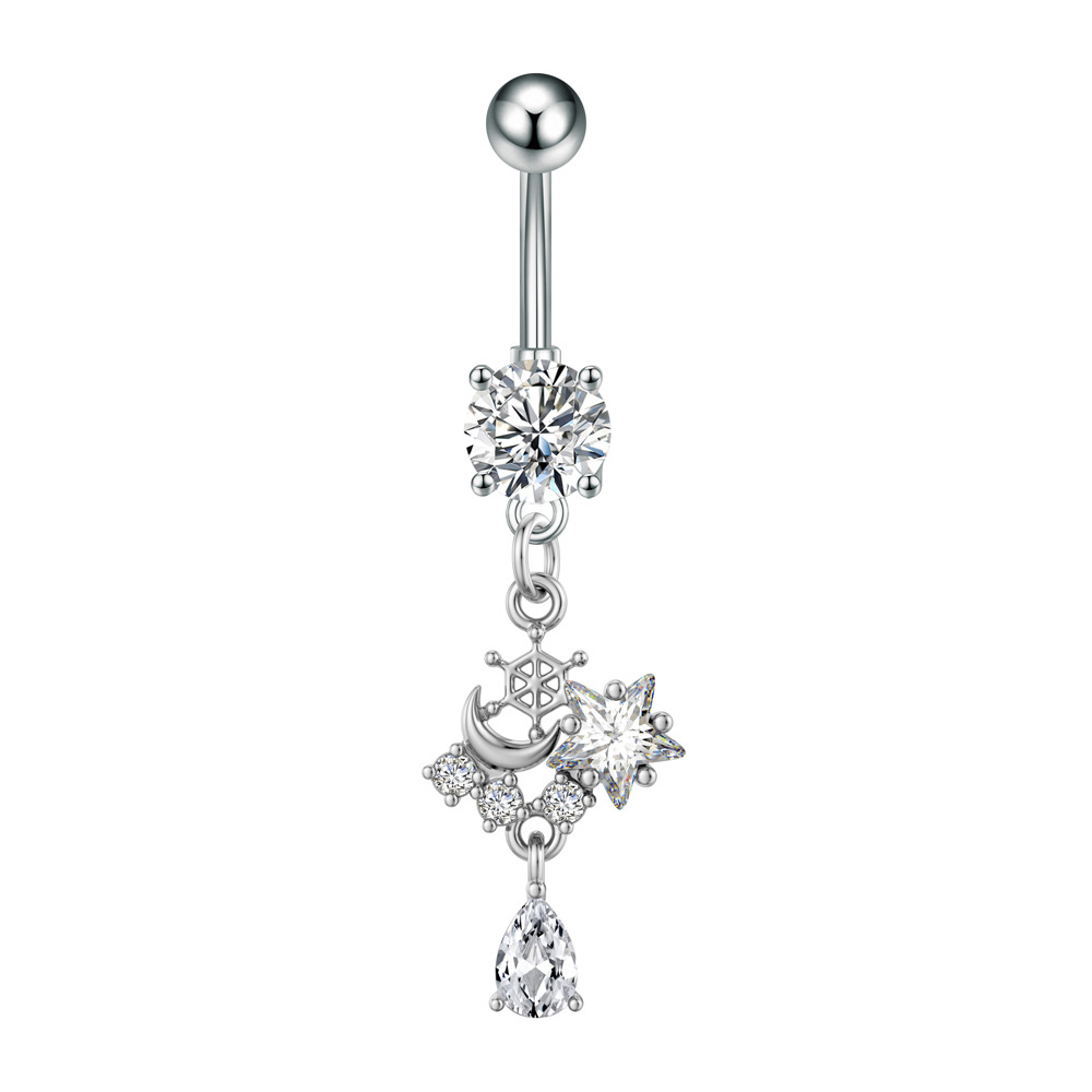 Nouveau piercing Cross-border R : Cœur, Cerise, Perle, Lune, Pentagramme, Zirconium, Papillon, Zircon, Acier inoxydable_voghion.com
