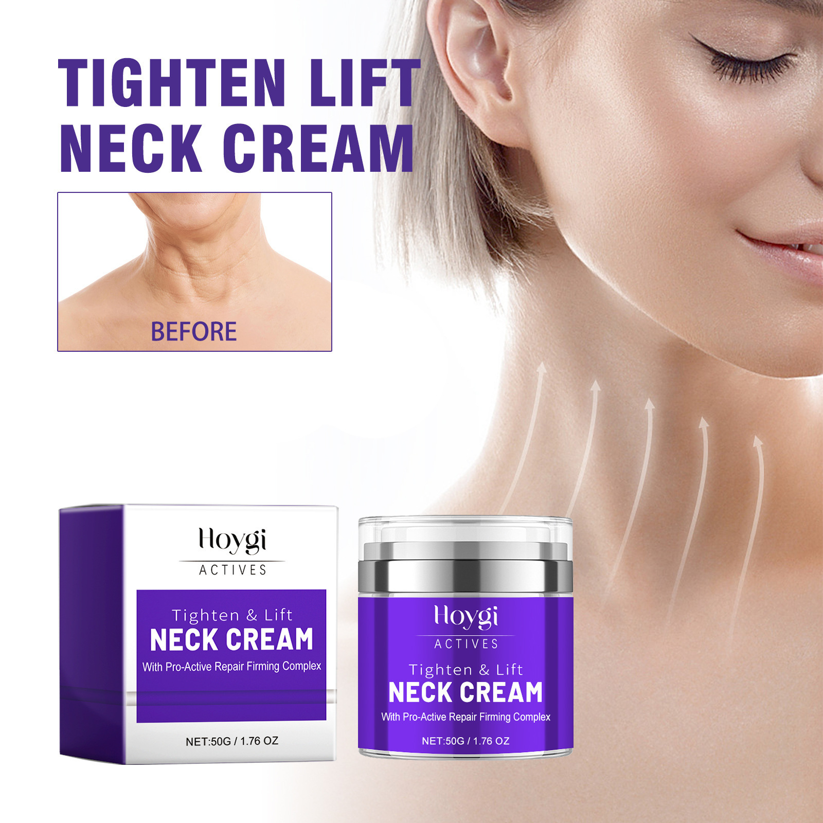 Hoygi Enhancing Firming Hidratante Pescoço, Hidratante, Branqueador, Desbotador, Suavizante e Embelezador do Pescoço Creme_voghion.com